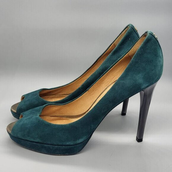 Coach Selma Suede Peep Toe Pumps - Picture 3 of 14